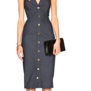 Cushnie Et Ochs Strapless Bustier Denim Tuxedo Dress, Indigo